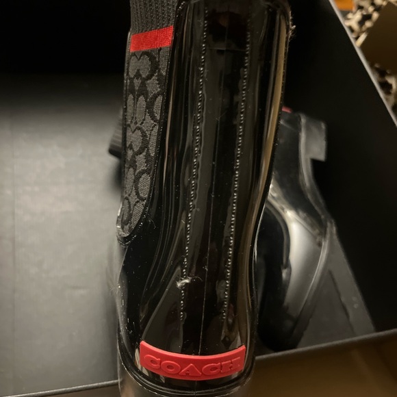 Coach Rubber Rain Bootie Black and Red Size 7 - Picture 4 of 6
